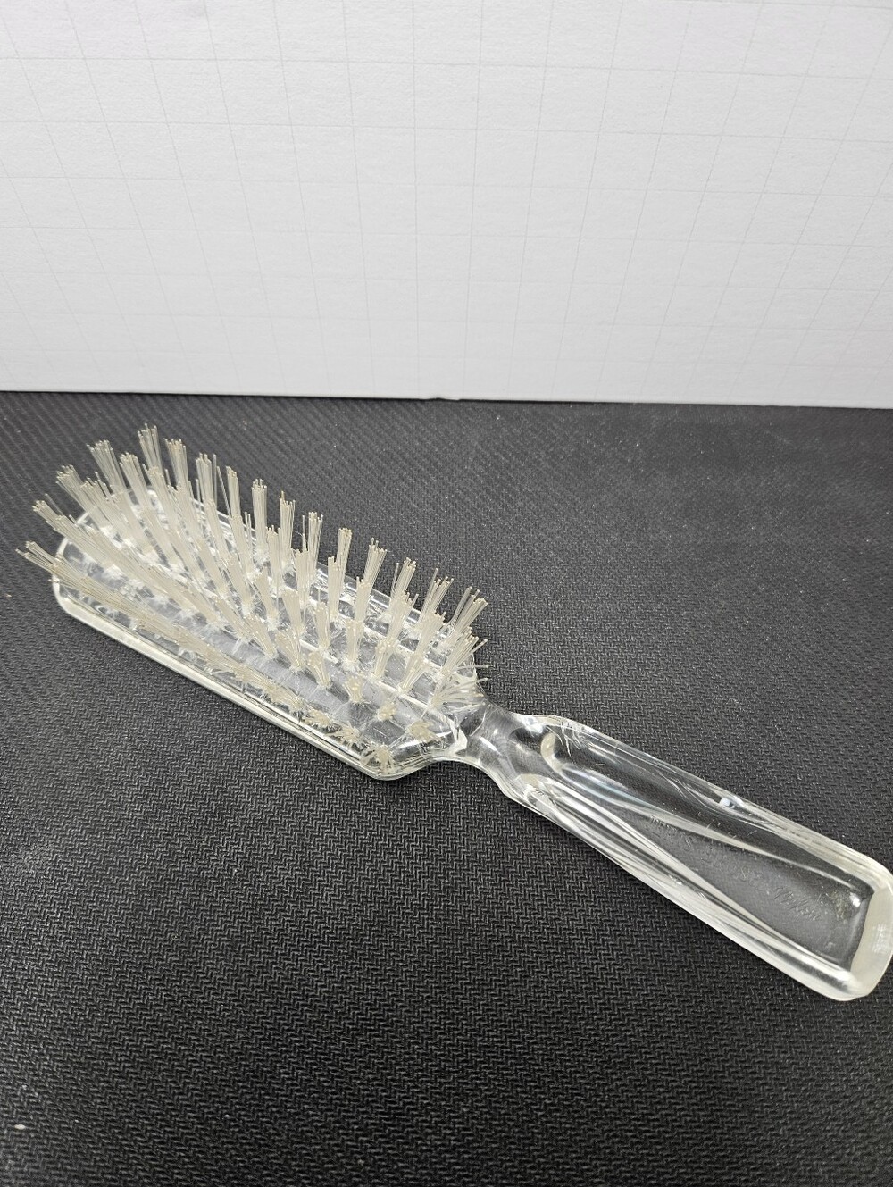 Vintage Jeris Clear Lucite & Nylon Professional Styling Hairbrush 7.75"